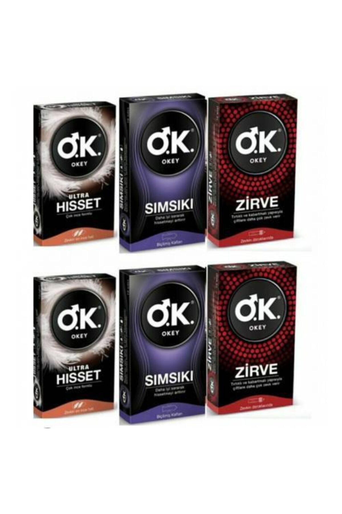 Okey Prezervatif Ultra Hisset 20 Li + Sımsıkı 20 Li + Çifte Haz 20 Li