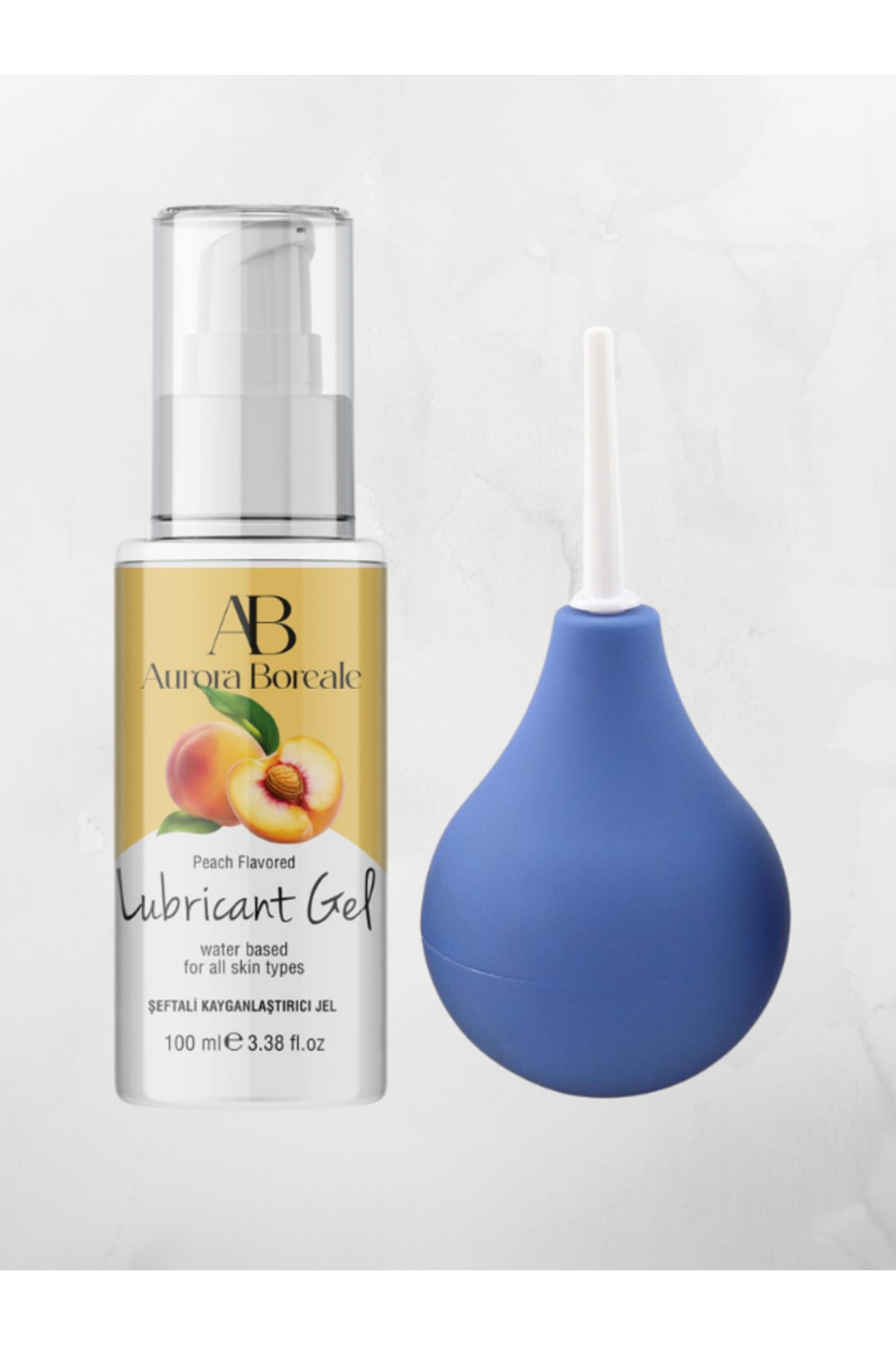 AŞKIN DEPOSU Aurora Boreale Şeftali Aromalı Kayganlaştırıcı Jel 100ml + Anal Temizlik Pompası