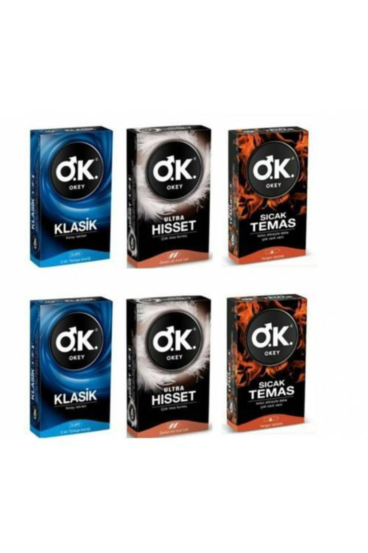 Okey Prezervatif Klasik 20li + Ultra Hisset 20li + Sıcak Temas 20li