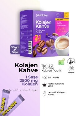 Greenlabel Kolajen Kahve Ketojenik Diyete Uygun Saf Kolajen ve Yoğun Kahve Lezzeti