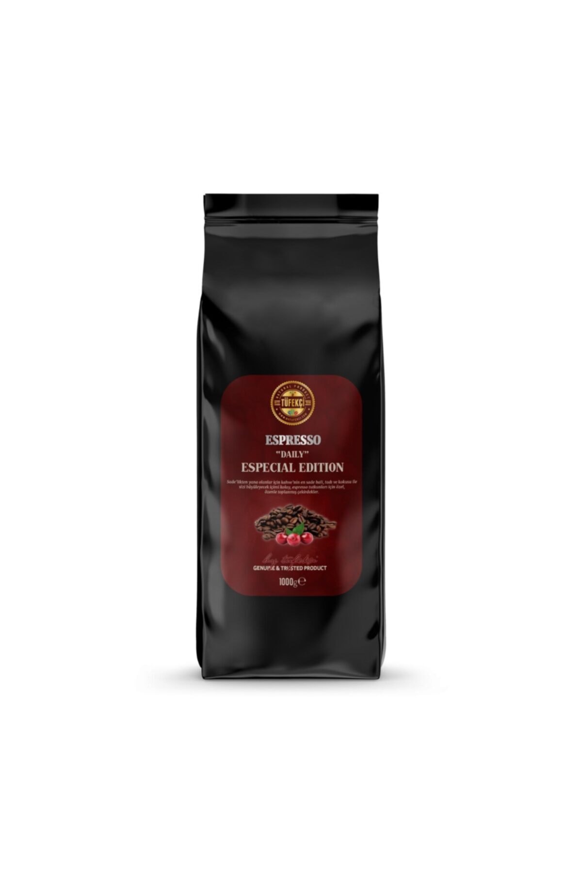 By Tüfekçi Espresso Daily Çekirdek Kahve – Yüksek Çekirdek Kalitesi 18/19 Elek Medium Roast, 1000 gr