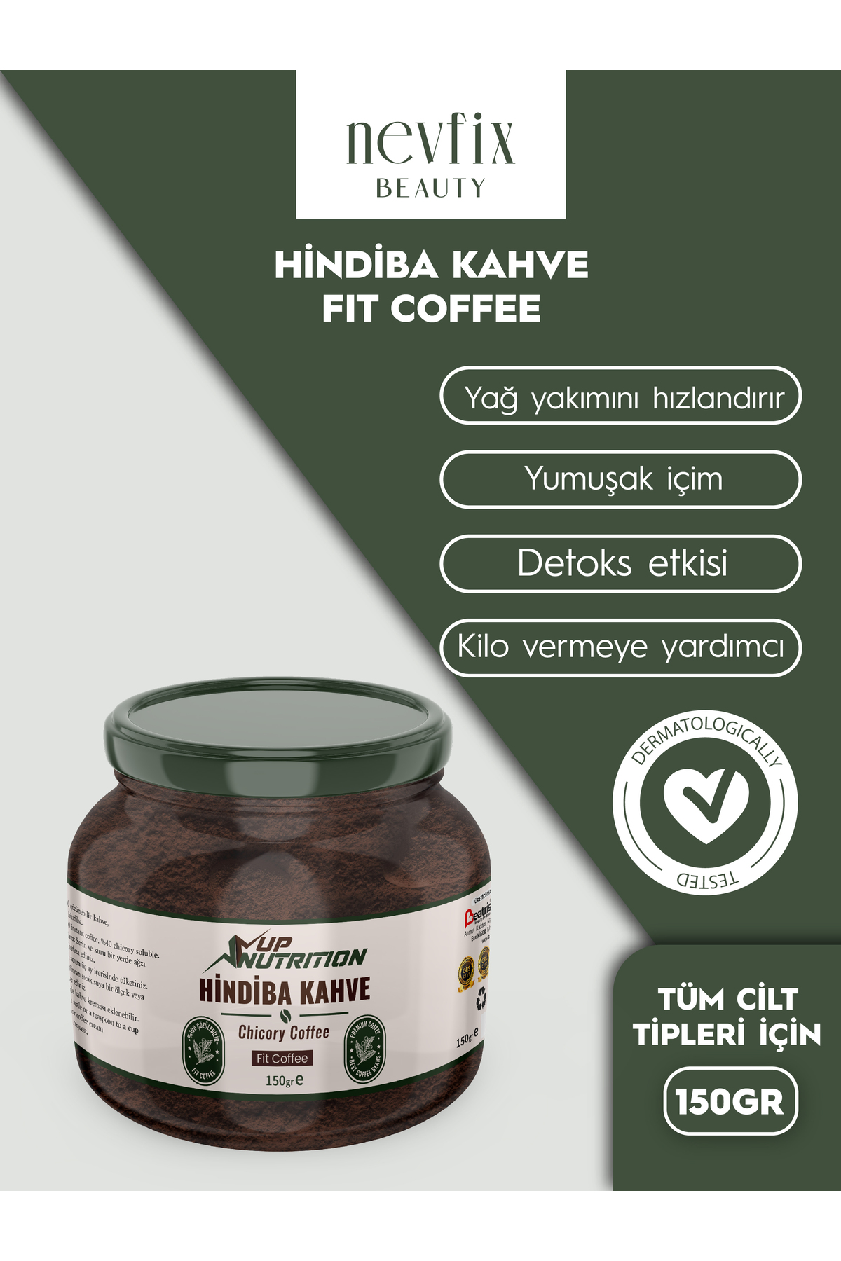 UP Nutrition Hindiba Kahvesi Detox Kahve 1 Aylık - (60 KULLANIM) Net 150gr