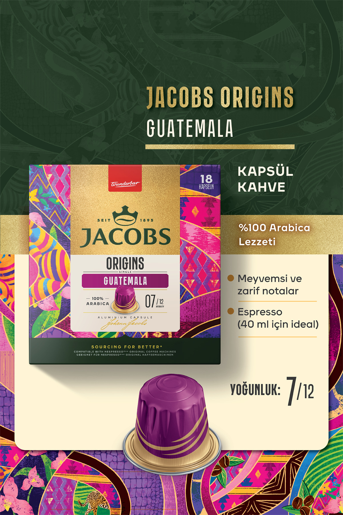 Jacobs Origins Guatemala Nespresso Uyumlu Alüminyum Kapsül Kahve 36 Kapsül - Görsel 2