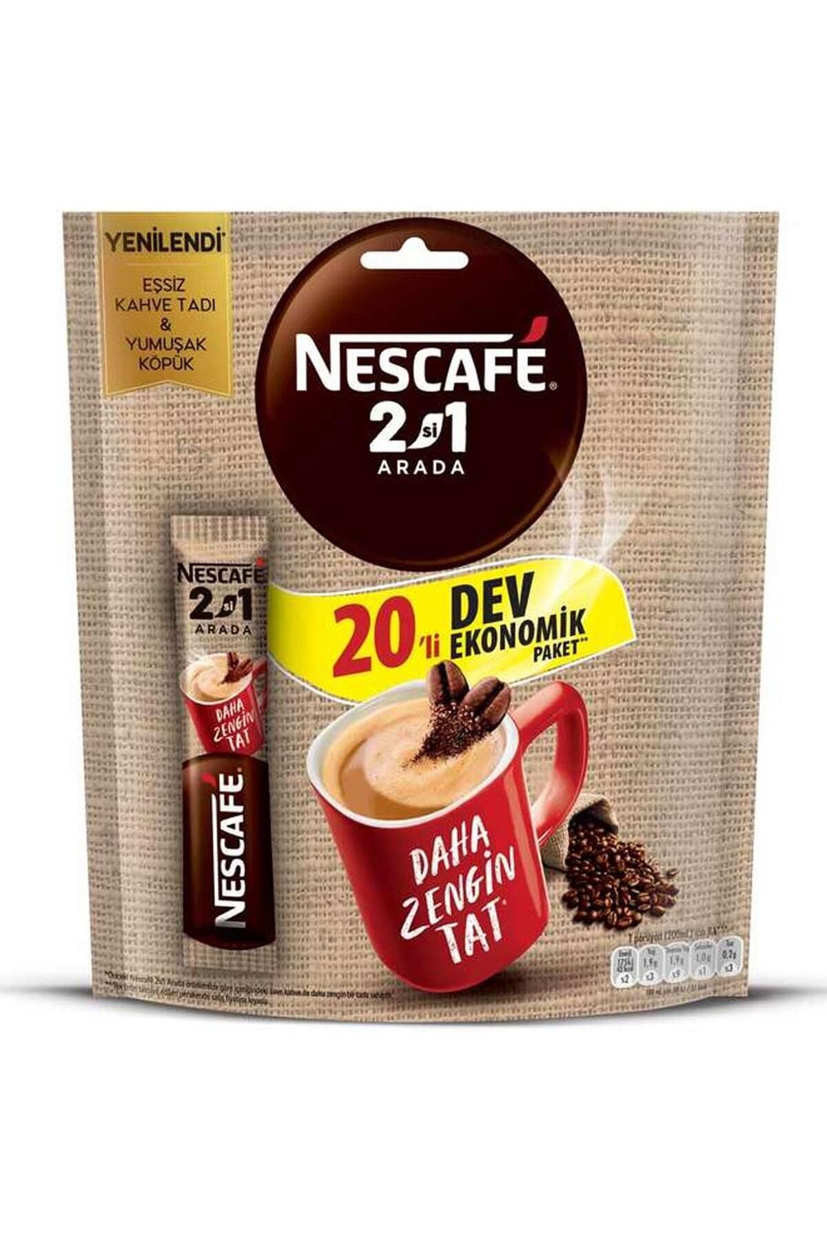 Nescafe 2 Si 1 Arada 10 gr X 20 Li Hazır Kahve Ekonomik Paket