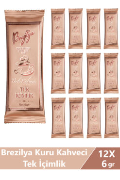 Brezilya Kuru Kahveci Atilla Pak Orta Kavrulmuş Meşhur Denizli Türk Kahvesi Tek İçim 6 gr x 12 Adet