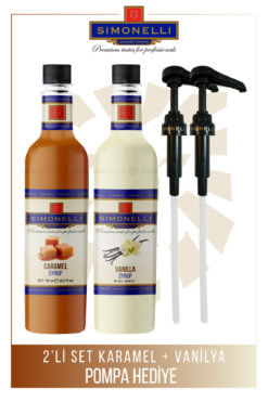 Simonelli Kahve Ve Kokteyl Şurubu Karamel Aromalı Vanilya Aromalı 700 ml Pompa Hediyeli
