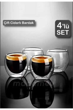 Nespresso Çift Cidarlı Espresso Kapsül ve Çekirdek Kahve Bardağı 4 lü 80ml