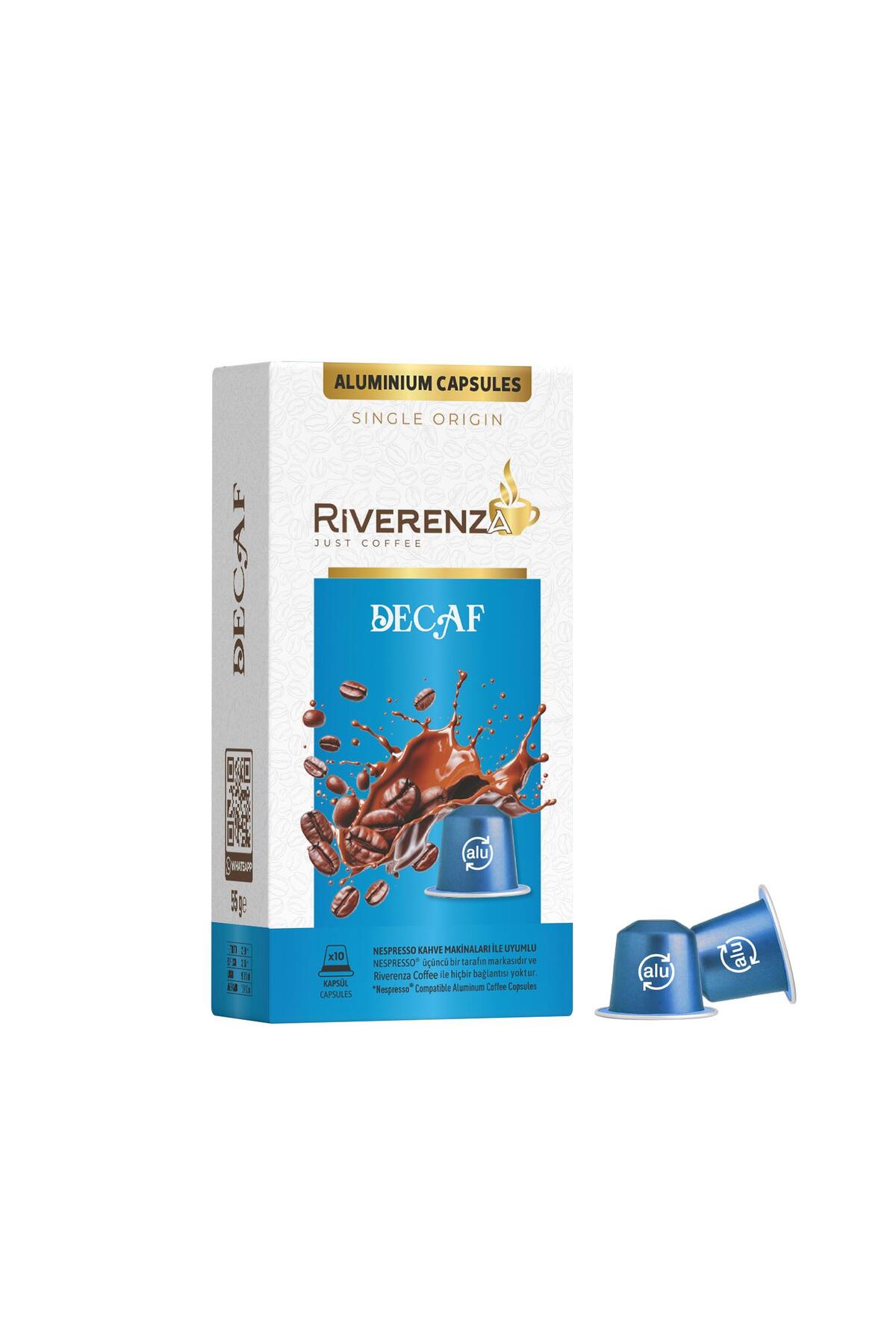 Riverenza Alüminyum Nespresso® Uyumlu Kapsül Kahve Decaf Kafeinsiz 10 Kapsül