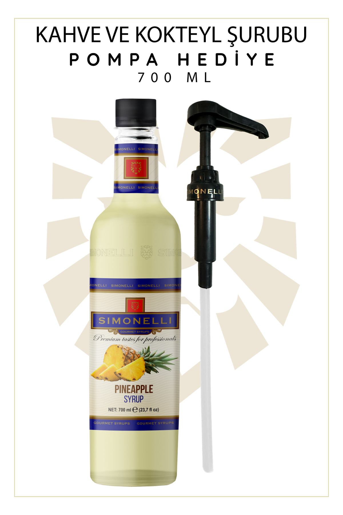 Simonelli Kahve Ve Kokteyl Şurubu Ananas Aromalı 700 ml Pompa Hediyeli - Görsel 2