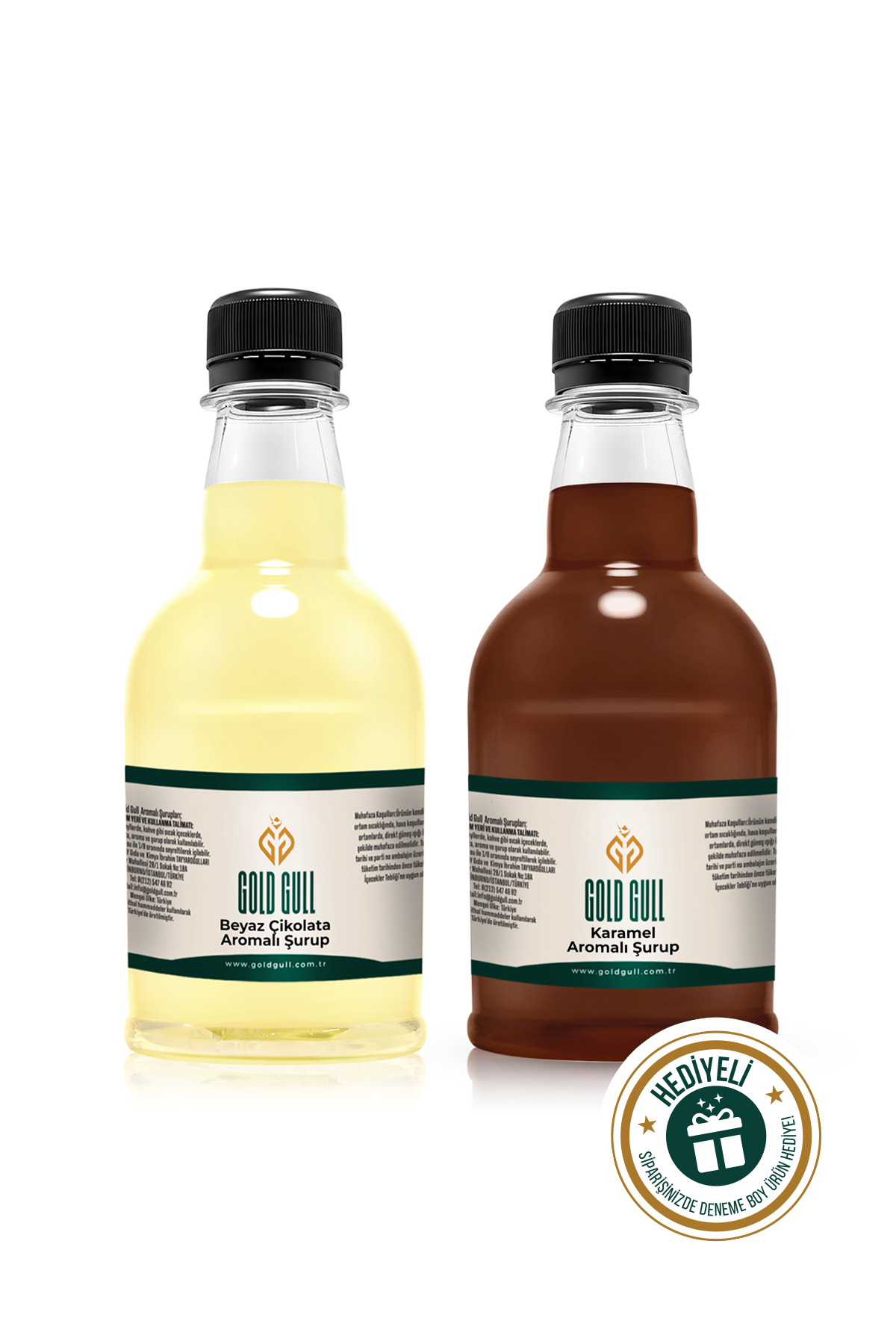gold gull Beyaz Çikolata & Karamel Aromalı Kahve & Meyve Şurubu 2 X 300 ml.