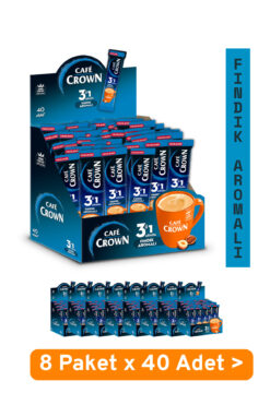 Cafe Crown 8 Kutu 3'ü 1 Arada Fındıklı Kahve 18g x 40 Adet ( 320 Adet )