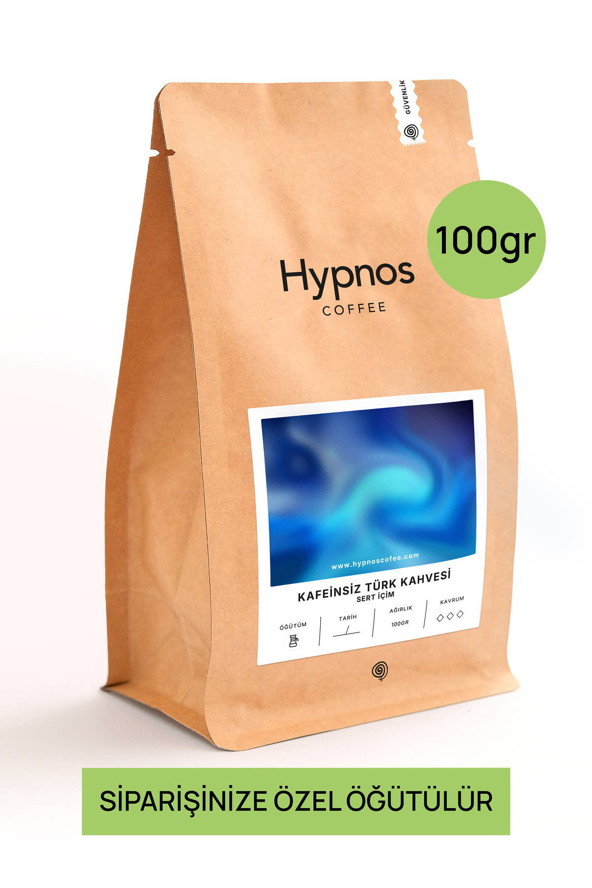 Hypnos Coffee Decaf Kafeinsiz Türk Kahvesi – 100gr