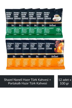 Shazel Naneli Hazır Türk Kahvesi 100 gr x 6 Adet + Portakallı Hazır Türk Kahvesi 100 gr x 6 A