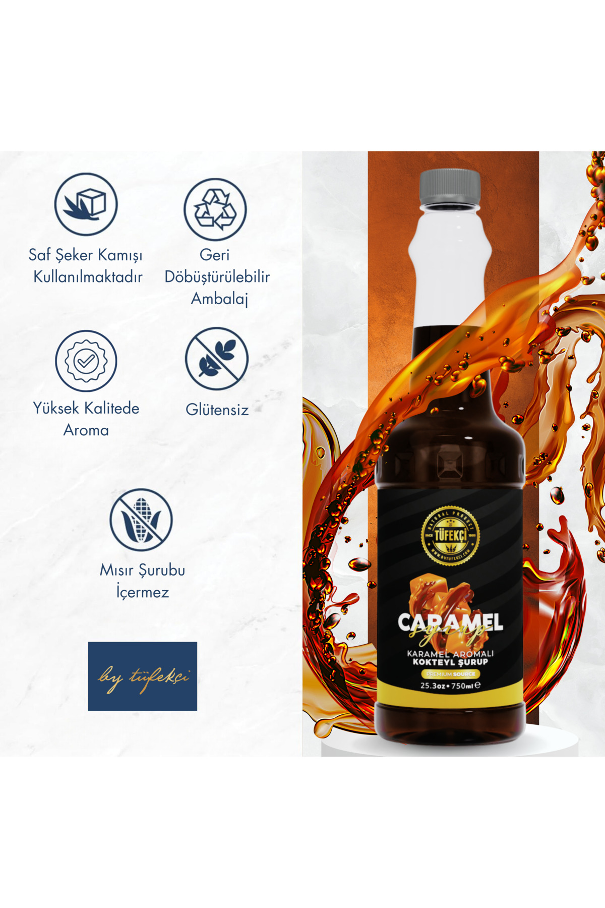 By Tüfekçi Çikolata Aromalı Kahve Şurubu 750 ml Şurup Pompası 3 Cl Avantajlı Set - Görsel 2