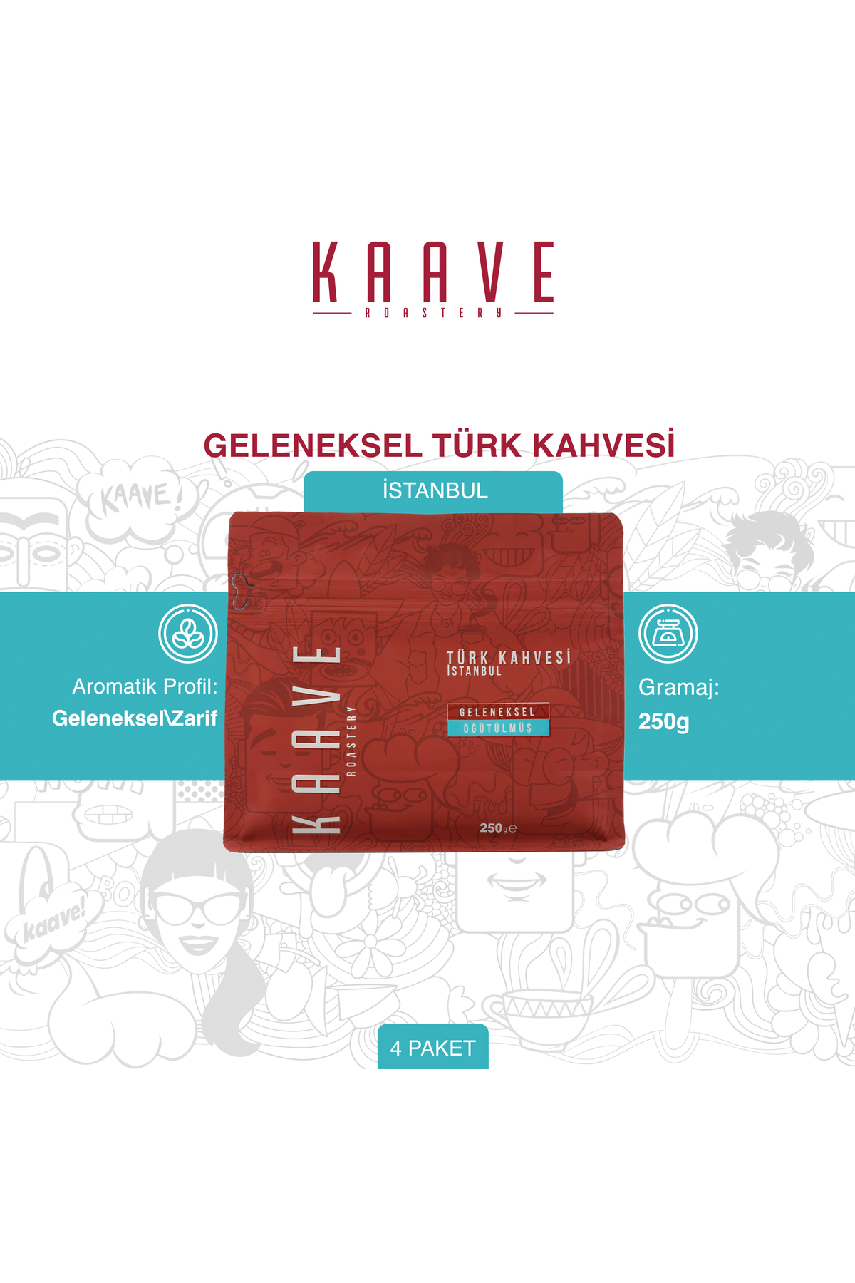 Kaave Roastery Türk Kahvesi İstanbul 250 Gr*4′lü Tanışma Paketi - Görsel 2
