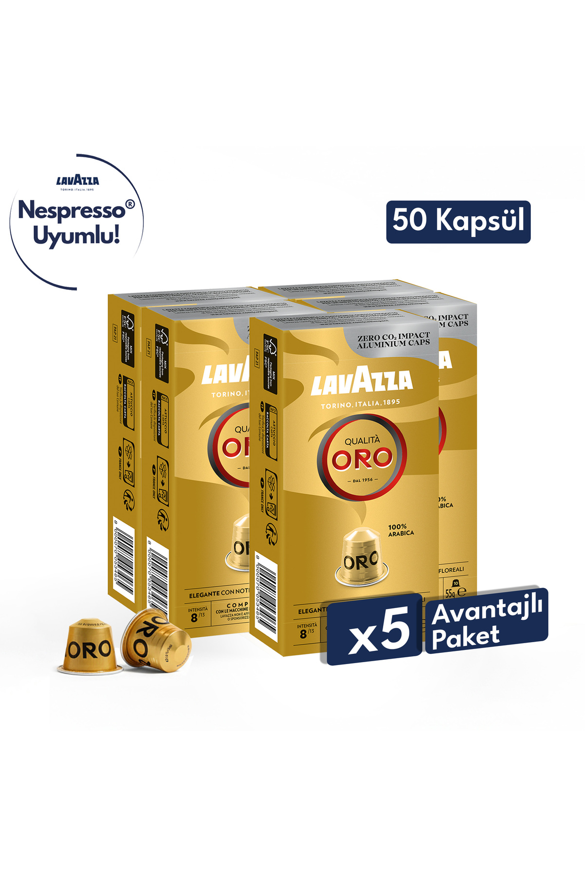 LavAzza Qualità Oro 55gr Nespresso® Uyumlu Alüminyum Kapsül x5