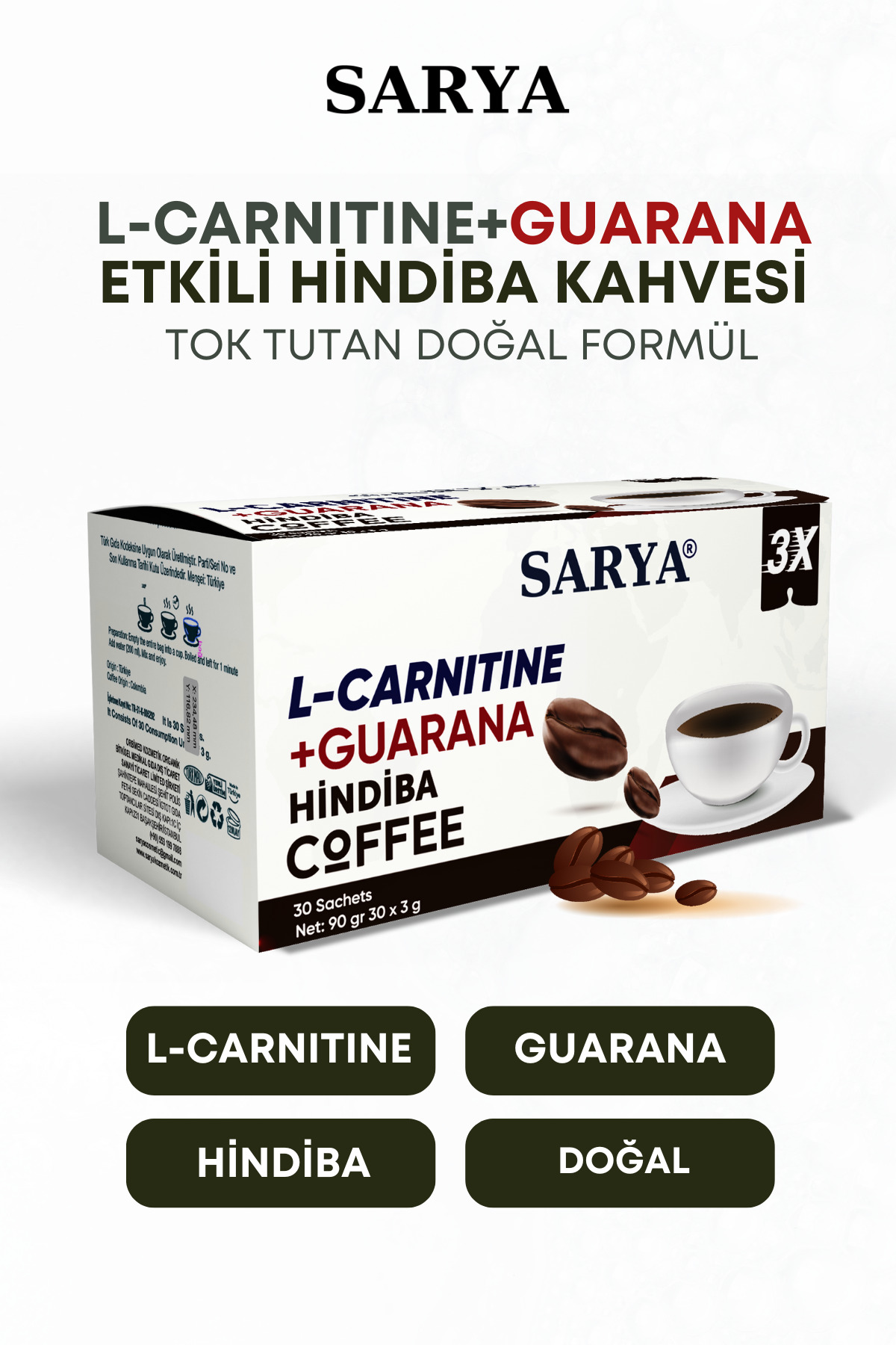 SARYA 3X Form L-Carnitine, Guarana ve Hindiba Şase Coffee