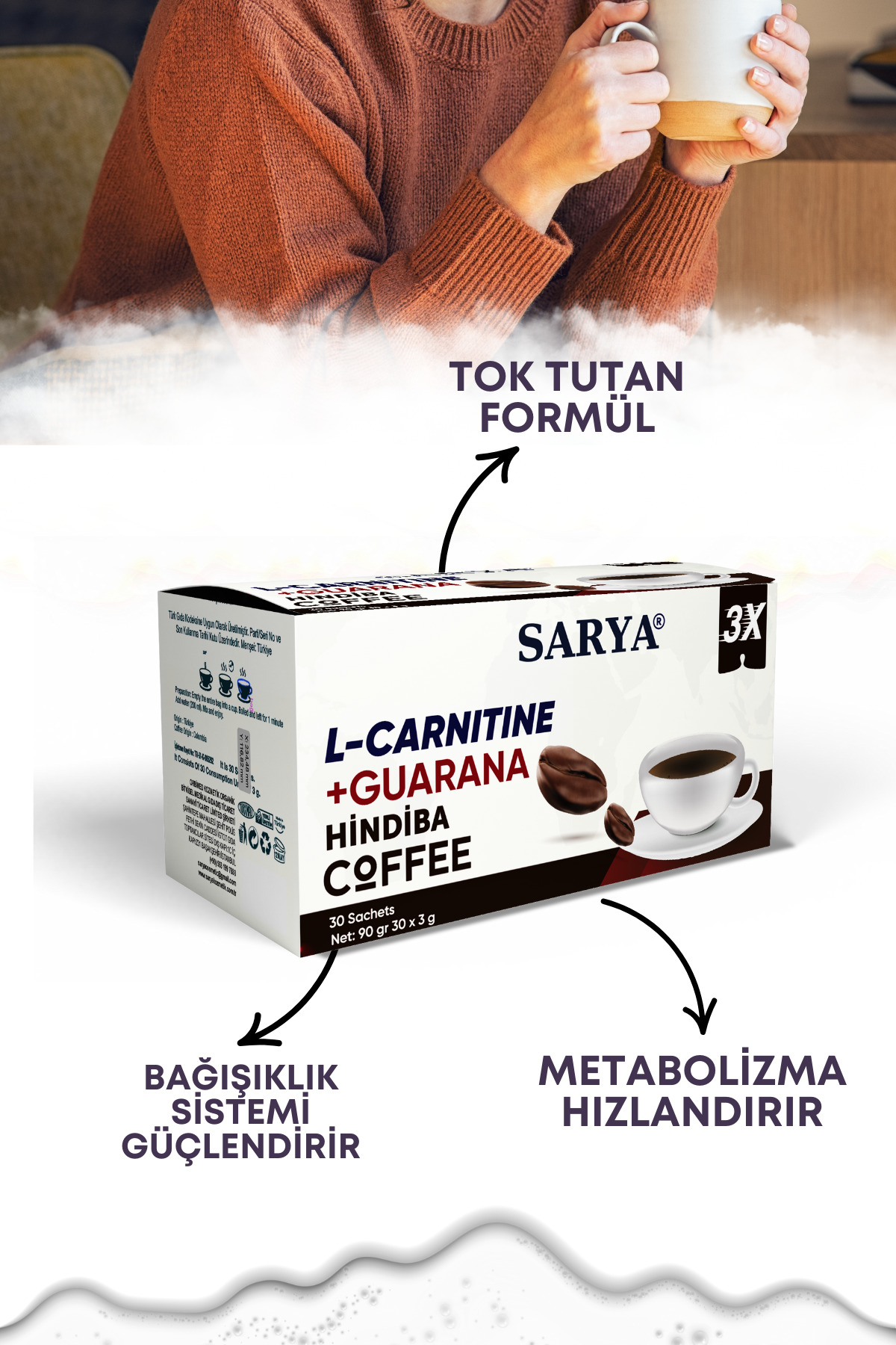 SARYA 3X Form L-Carnitine, Guarana ve Hindiba Şase Coffee - Görsel 2