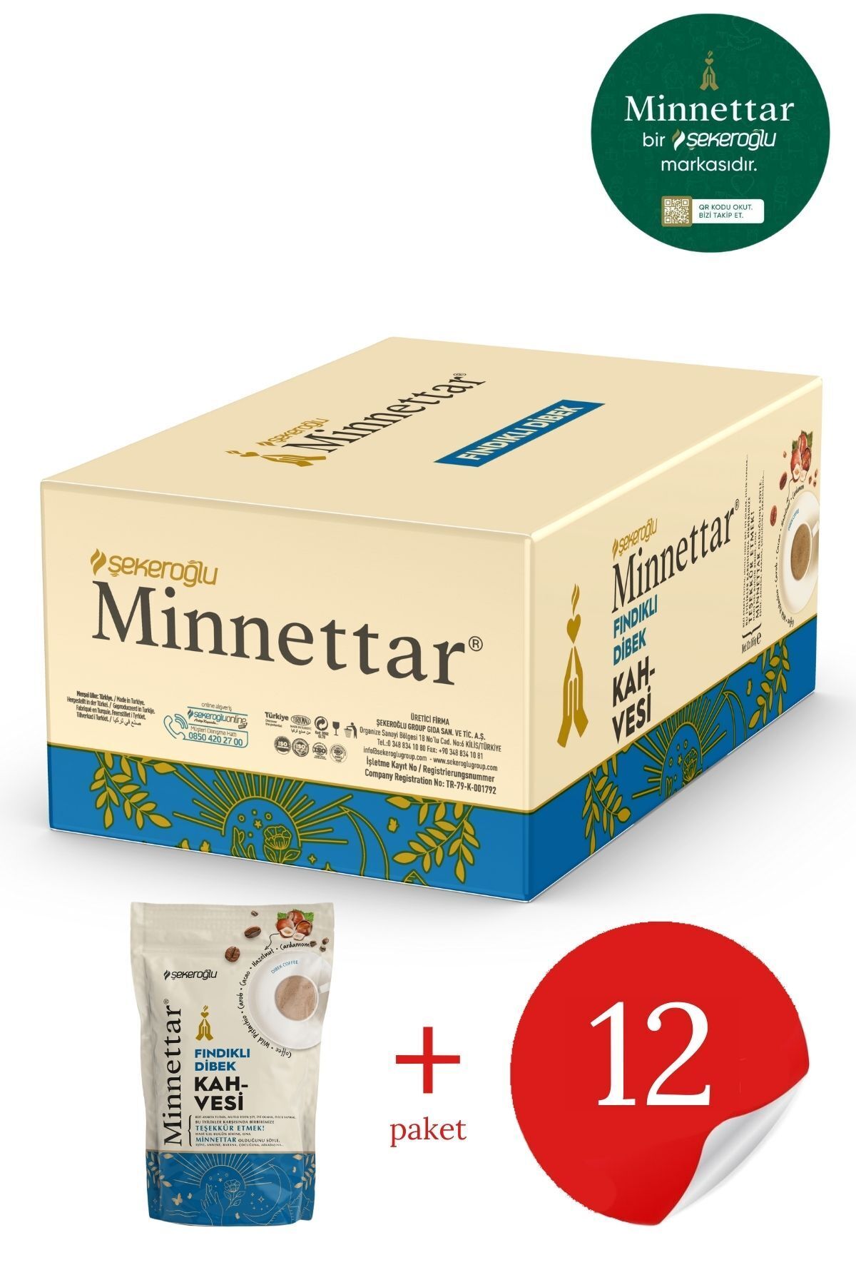 Şekeroğlu Minnettar Fındıklı Dibek Kahvesi 12 x 165 Gr ( 12 PAKET ) - Görsel 2