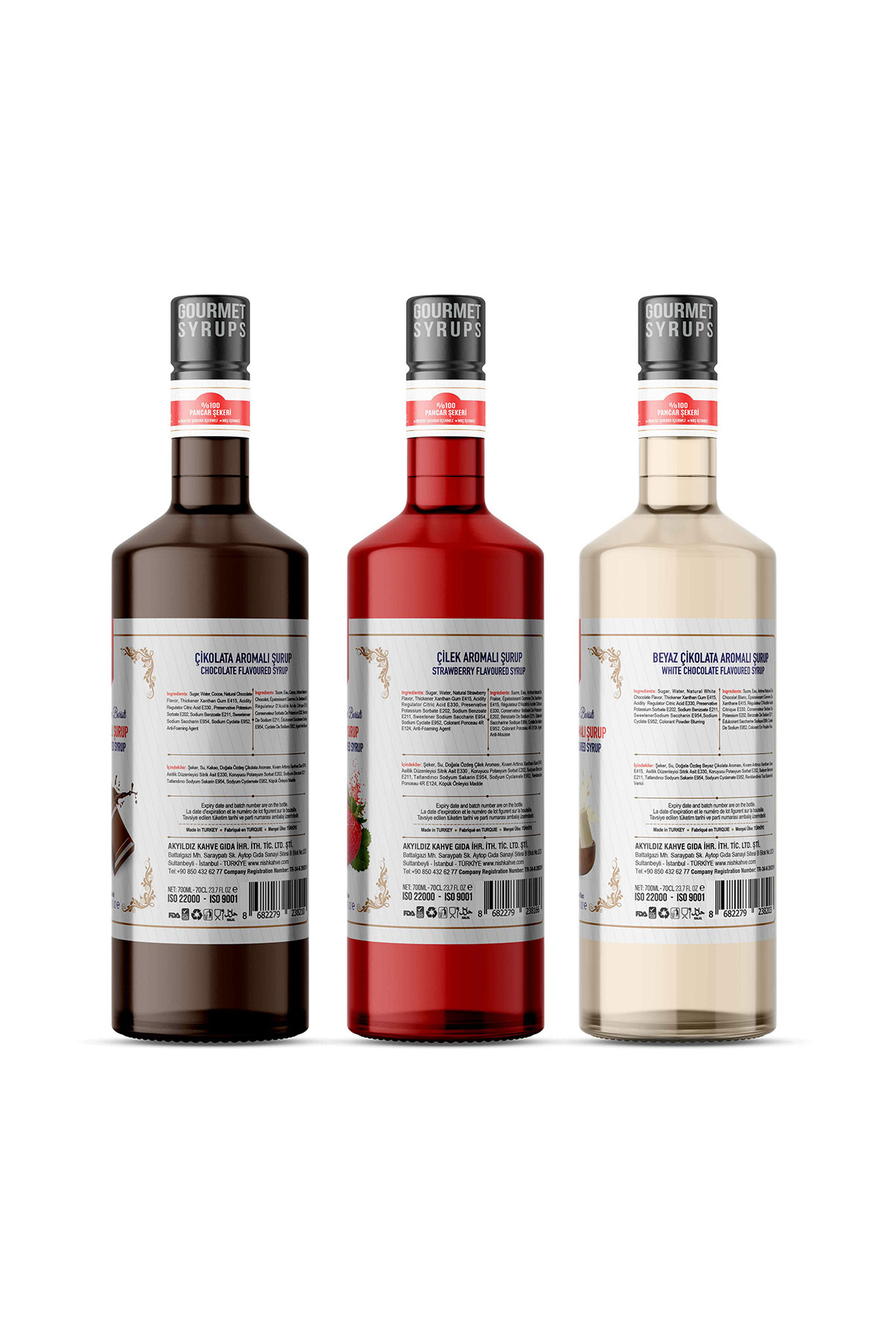 Nish Coffee Nish Çikolata,Çilek,Beyaz Çikolata Aromalı Şurup 3x700 ML - Pet Şişe - Görsel 2