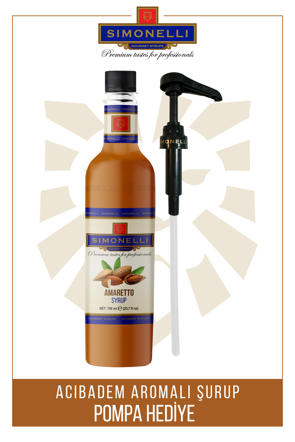 Simonelli Kahve Ve Kokteyl Şurubu Acıbadem Aromalı 700 ml Pompa Hediyeli
