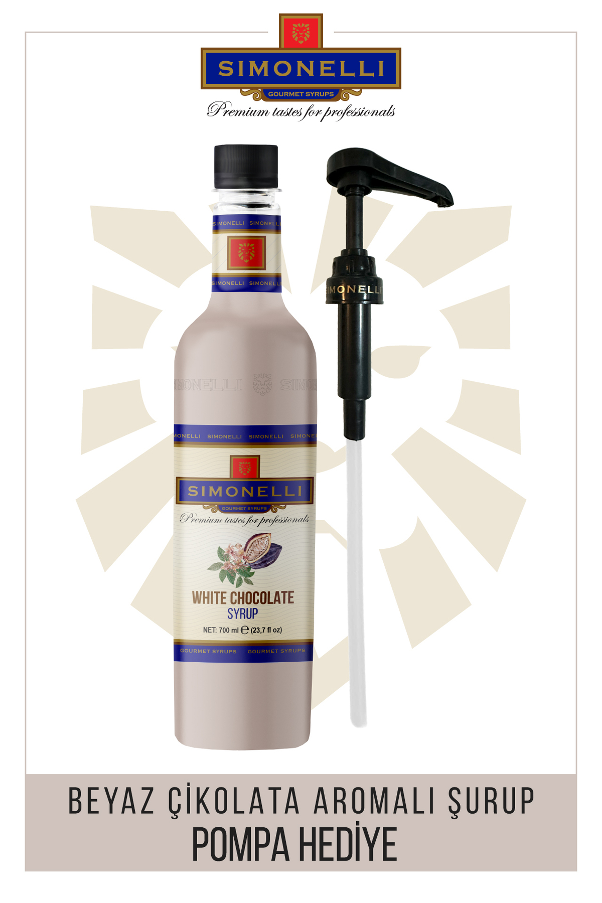 Simonelli Kahve Ve Kokteyl Şurubu Beyaz Çikolata Aromalı 700 ml Pompa Hediyeli