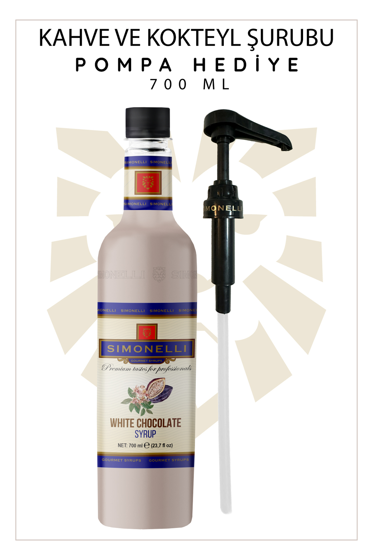 Simonelli Kahve Ve Kokteyl Şurubu Beyaz Çikolata Aromalı 700 ml Pompa Hediyeli - Görsel 2