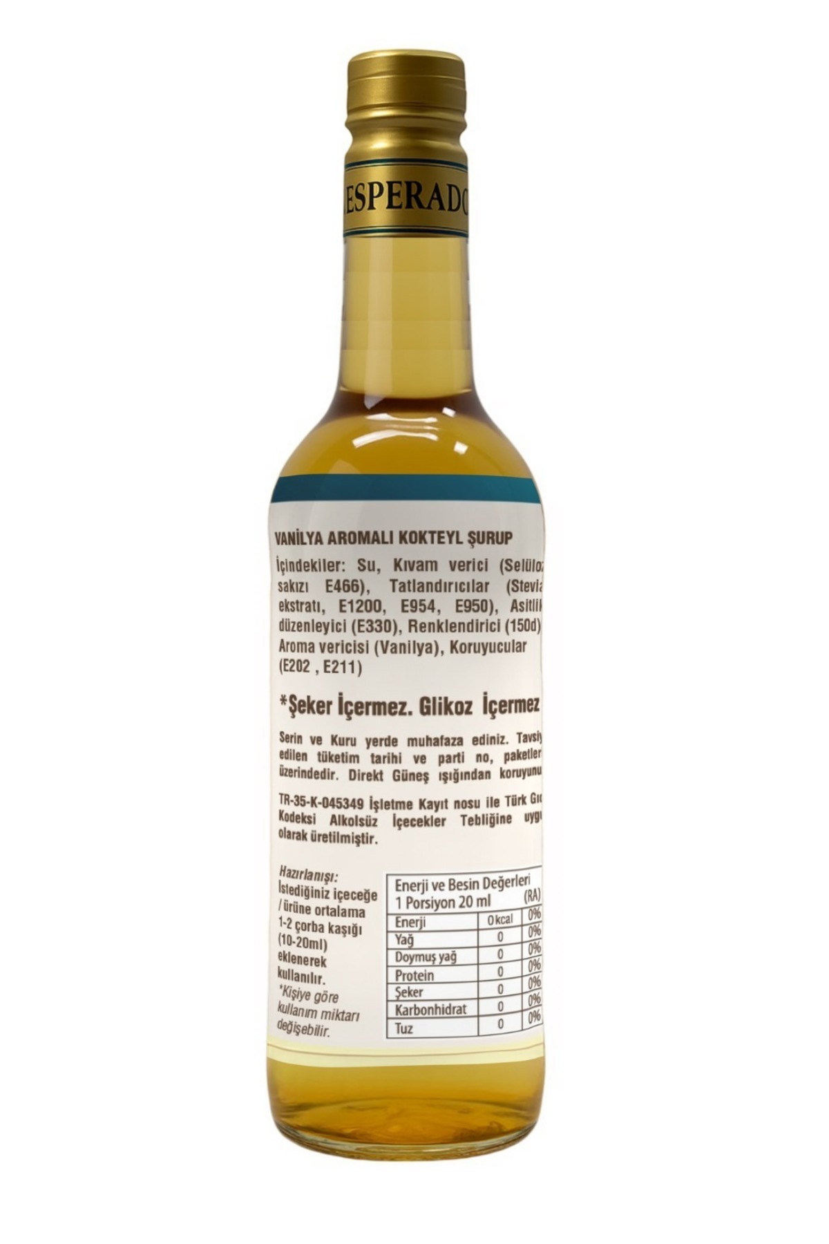 ESPERADO Şekersiz ( Sugar Free ) Vanilyalı Aromalı Kahve & Kokteyl Şurubu - 750 ml - Görsel 3