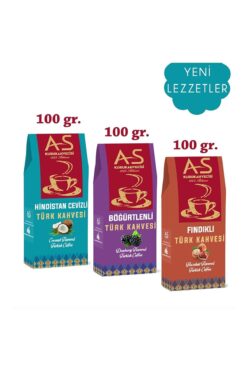 AS Kurukahvecisi 3'lü Türk Kahvesi Gurme Seti Yeni Lezzetler (HİNDİSTAN CEVİZLİ, BÖĞÜRTLENLİ, FINDIKLI)