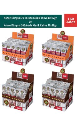 Kahve Dünyası Kahve Dünyası 3ü1 Arada Klasik Kahve 40 x 18 gr x 2 Adet ve 2si1 Arada Klasik Kahve 40 x 12 gr x 2 A