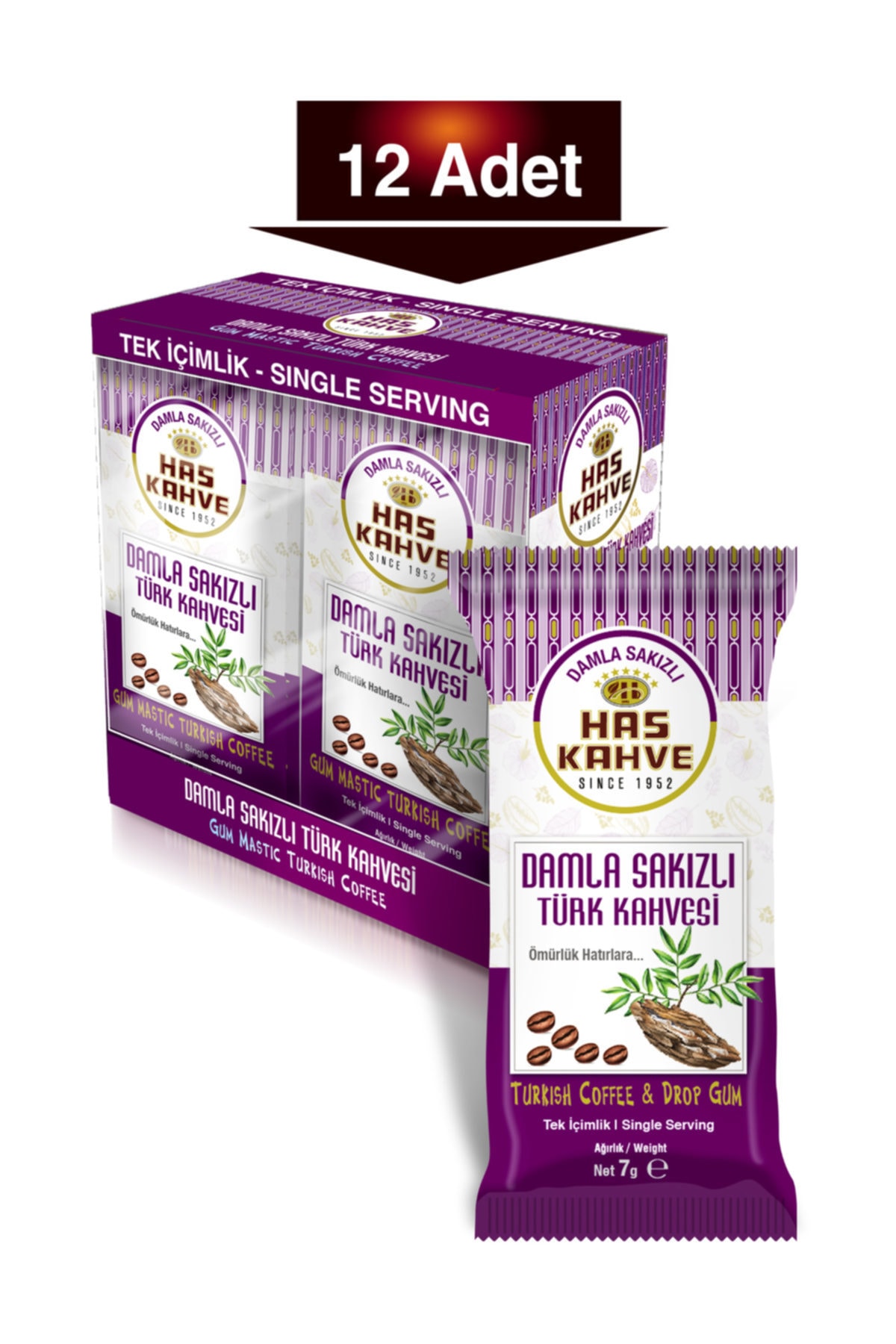 Has Kahve Has Tek Içimlik Damla Sakızlı Türk Kahvesi 12'li * 7 Gr. - Görsel 3