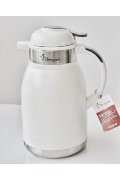 Penguen New Titanium Beyaz 2 Litre Çift Katlı Çelik Termos Mandallı Png-1093