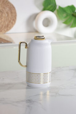 Vadi Beyaz Gold Detaylı Lüks Paslanmaz Çelik Termos Sürahi-1 lt.