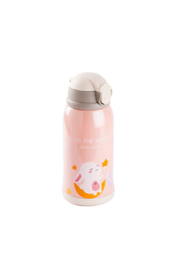 Tantitoni KAKE PEMBE TAVŞAN DESENLİ ÇİFT KAPAKLI ÇOCUK TERMOSU 600ML