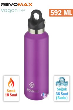 Vagonlife Revomax 592 ml Büyük Kapasiteli Özel Kapak Sistemli 18saat Sıcak/36 Saat Soğuk Çelik Termos -592ml