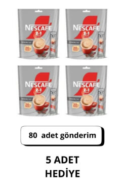 Nestle Nescafe 2 si 1 arada 75 adet / Nescafé 2'si 1 Arada Orijinal 25'li paket*3 / 10 gram adeti