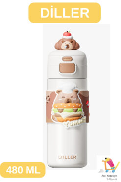 Vagonlife DİLLER 480 ML TEK KAPAK ÇİFT KULLANIM PİPETLİ & RAHAT İÇİM TERMOS BİLEK ASKILI TERMOS