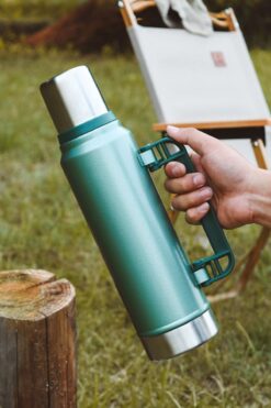 Weather Forecast 304L Çelik 1,4 L Yeşil Hammertone Kamp Piknik Sıcak Soğuk Kulplu Termos cin916ys