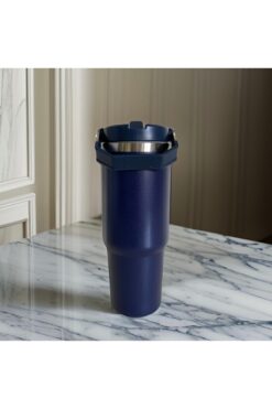 PRETTIFY CARE Charcoal Flip Straw Çift Duvar Yalıtımlı Paslanmaz Çelik  0.89 Lt  Pipetli Termos