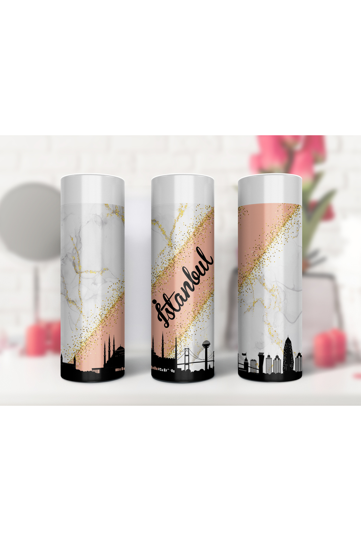 DREAM COLLECTION Istanbul Baskılı Sıcaklık Göstergeli Dijital Led Paslanmaz Çelik Termos 450 ml - Görsel 2