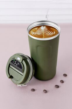 SEDEF SİLVER 380 mL dereceli, dijital termos, cay – kahve termosu, mug Bardag Termos