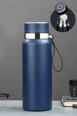 zozoya Lacivert Çift Katmanlı Paslanmaz Çelik Termos Süzgeçli 800 ml