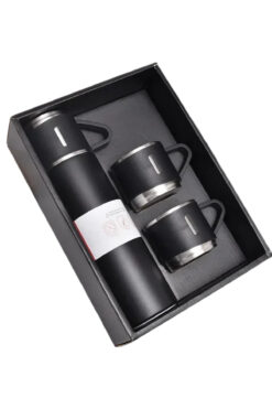 ESUSO Yılbaşı Hediyesi 500 ml Çift Katmanlı 3 Bardaklı Paslanmaz Çelik Termos ,Çantalı