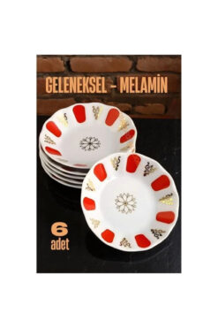 shopwave Melamin Çay Tabağı 6 Adet Geleneksel Türk Çay Bardağı Altlığı