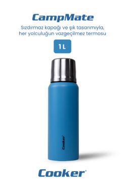 Cooker 1 Litre Çift Katlı Çelik Termos-24 Saat Sıcak, 48 Saat Soğuk,(Kamp, Piknik, Ofis, Seyahat)