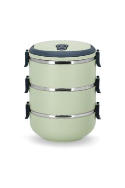 Penguen 3 Katlı Sefer Tası Yemek Termosu Saklama Kabı Yeşil