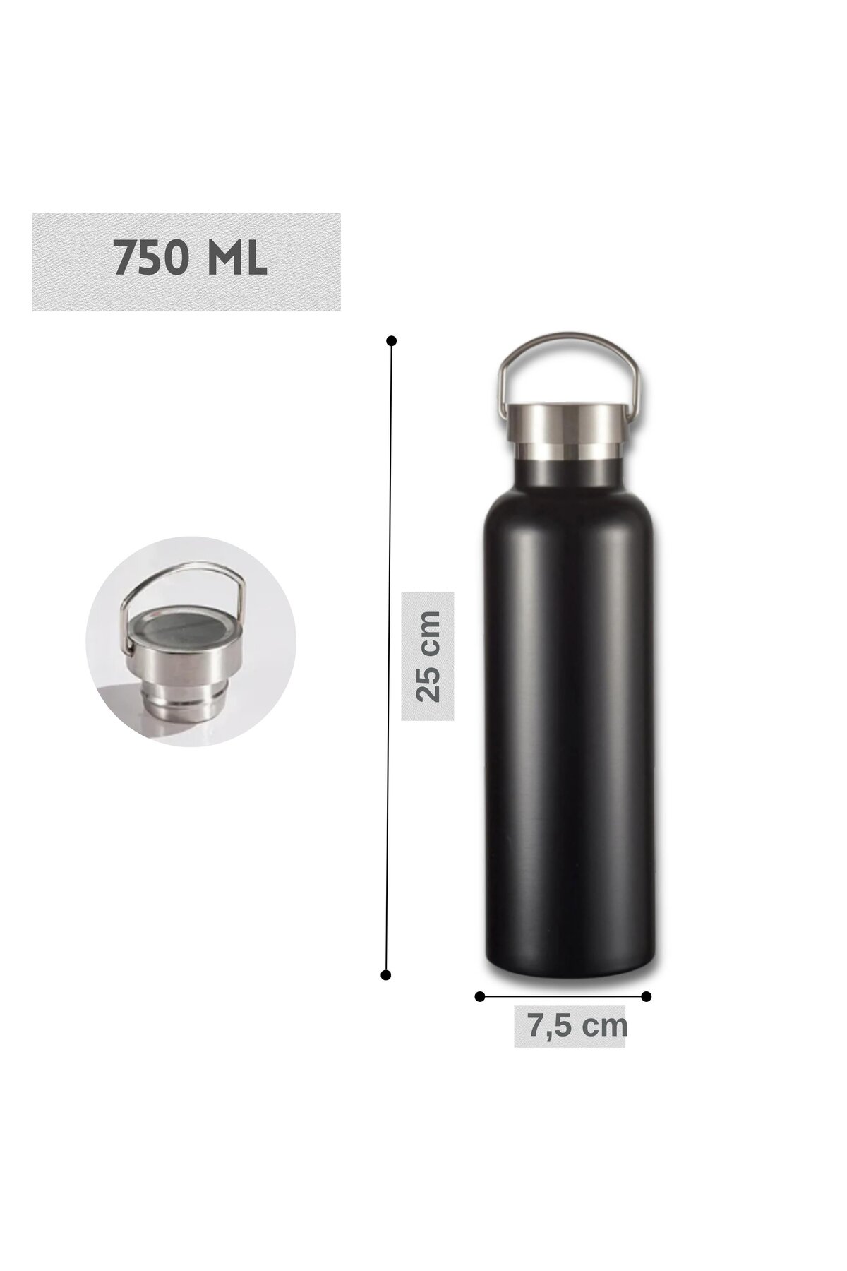 Kale Termos 750 ml Paslanmaz Çelik Tutacaklı Termos Matara -Vakumlu Sızdırmaz - Görsel 2