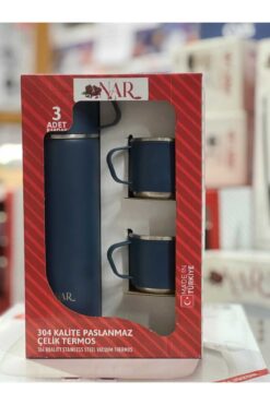 Nar bardaklı çelik çay termosu