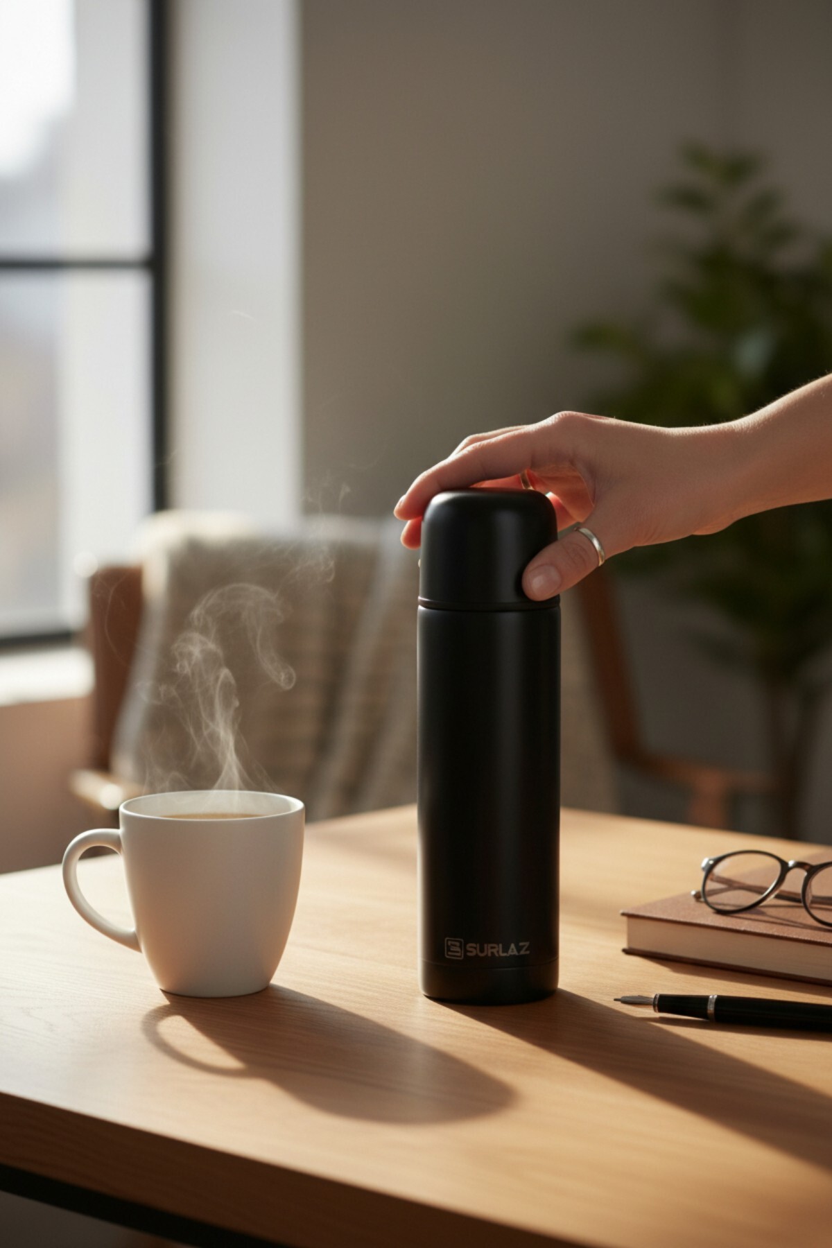 SürLaz İsme Özel 500 ML Çevirmeli Kapak Termos Ergonomik Kullanım Kolay Taşınabilir Hediyelik