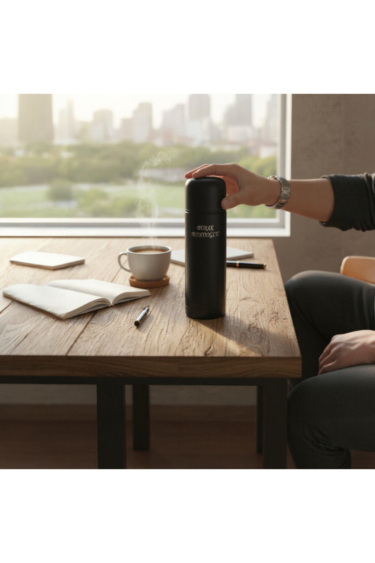 SürLaz İsme Özel 500 ML Çevirmeli Kapak Termos Ergonomik Kullanım Kolay Taşınabilir Hediyelik - Görsel 3